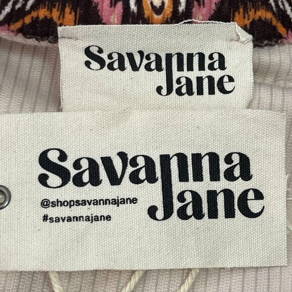 Savanna Jane Women's Brown Pink Button Down Geometric Print Jacket Size Small - Picture 6 of 11